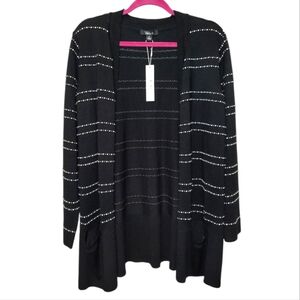 NWT “Tribekka 44” Black & White Open-Front Cardigan Size 1X